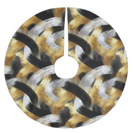 Gold Silver Black Christmas Celebration Julgransmatta Borstad Polyester