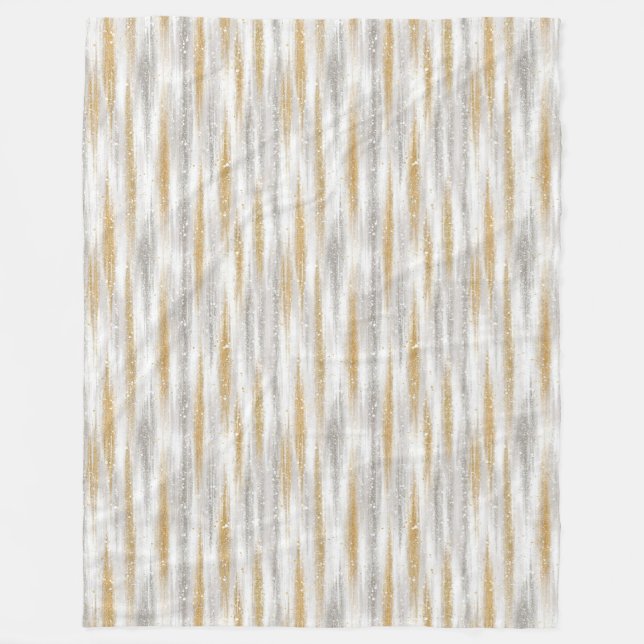 Gold Silver Chic Glam Glitzy Stripes Fleecefilt (Framsidan)