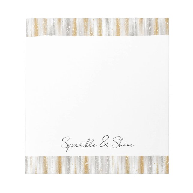 Gold Silver Chic Glam Glitzy Stripes Sparkle  Anteckningsblock (Framsida)
