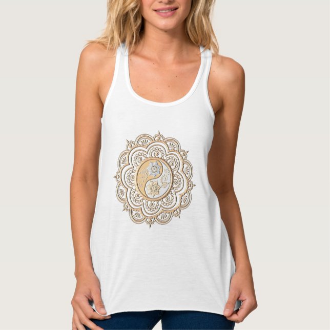 Gold & Silver Mandala Linne Med Racerback (Framsida)
