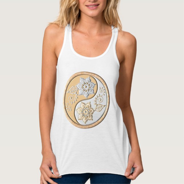Gold & Silver Yin Yang  Linne Med Racerback (Framsida)