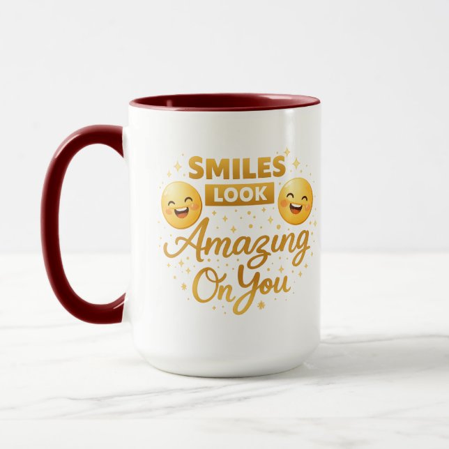 Gold “Smiles Look Amazing On You” Combo Mug Mugg (Vänster)