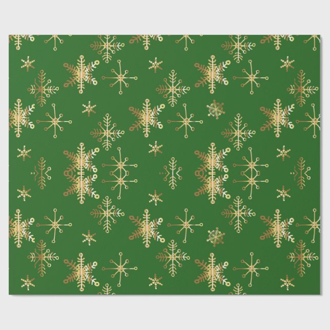 Gold Snowflake Christmas Presentpapper (Platt)