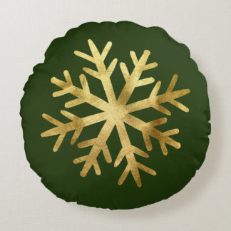 Gold Snowflake Christmas Rund Kudde