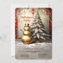 Gold Snowman Christmas Tree Holiday Party