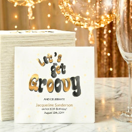 Gold Sparkle Retro Let's Get Groovy 60th Birthday Pappersservett