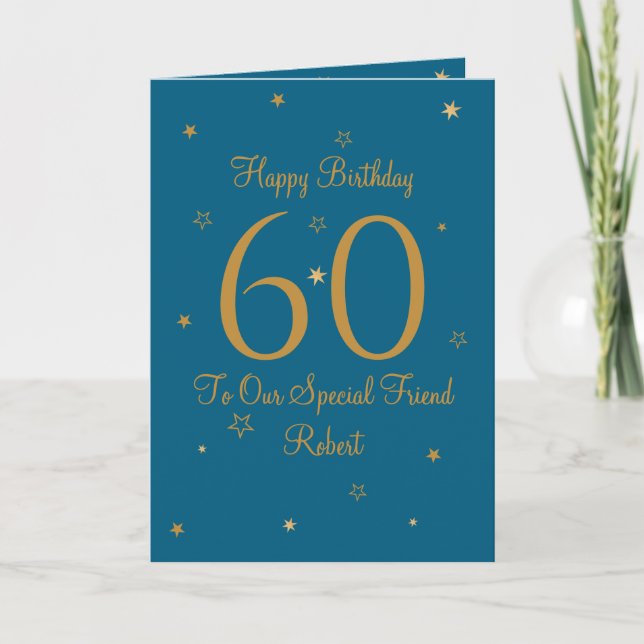 Gold Star 60th Birthday Card Kort (Framsida)