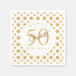 Gold Stars 50th Birthday Custom Name  Pappersservett