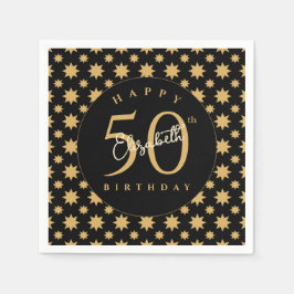 Gold Stars 50th Birthday Custom Name  Pappersservett