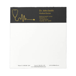 Gold Stethoscope ECG Wave Luxury EKG Line Medical Anteckningsblock