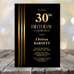 Gold Striped Black 30th Birthday Party Inbjudningar<br><div class="desc">Invite your friends and loved ones to your birthday celebration with this modern gold striped black 30th birthday party invitation. The customizable text area in this invitation template allows you to include all the necessary details for your special birthday celebration, including the date, time, venue, and RSVP information. A variety...</div>