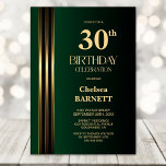 Gold Striped Black Green 30th Birthday Party Inbjudningar<br><div class="desc">Invite your friends and loved ones to your birthday celebration with this modern gold striped black and green 30th birthday party invitation. The customizable text area in this invitation template allows you to include all the necessary details for your special birthday celebration, including the date, time, venue, and RSVP information....</div>