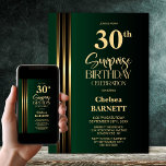 Gold Striped Black Green 30th Surprise Birthday Inbjudningar<br><div class="desc">Make the surprise unforgettable with this stylish gold striped black and green surprise 30th birthday party invitation. The customizable text templates allow you to add the name of the honored guest, the secret party details, and the venue with ease. Your guest of honor will be in for a night of...</div>