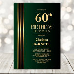 Gold Striped Black Green 60th Birthday Party Inbjudningar<br><div class="desc">Invite your friends and loved ones to your birthday celebration with this modern gold striped black and green 60th birthday party invitation. The customizable text area in this invitation template allows you to include all the necessary details for your special birthday celebration, including the date, time, venue, and RSVP information....</div>