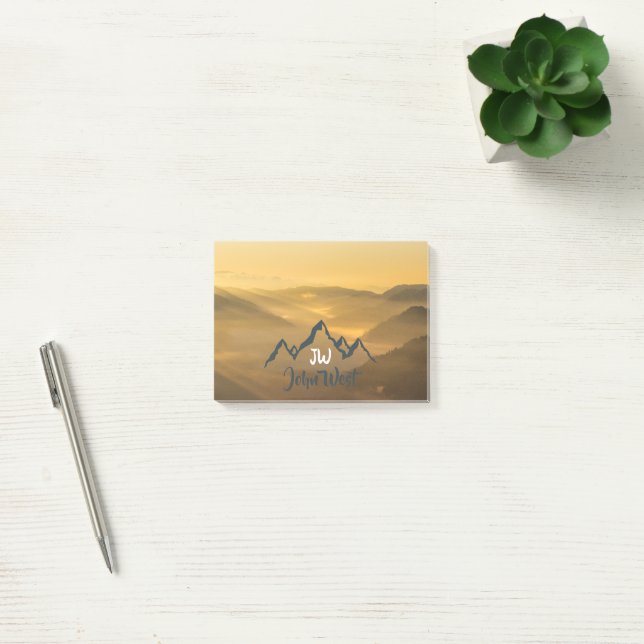 Gold sunrise personalizable mountains monogram post-it block (Kontor)