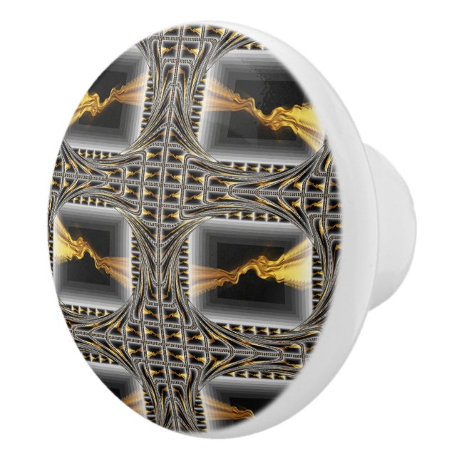 Gold Swirl Black Luxury Monochrom Hardware Dresser Knopp (Höger)