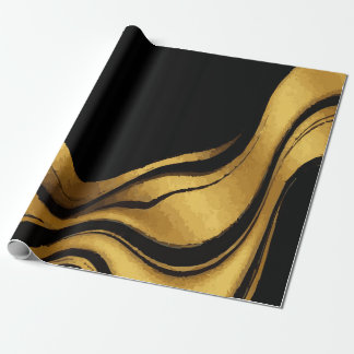 Gold Swirl on Black Pattern – Elegant Luxury Gift  Presentpapper