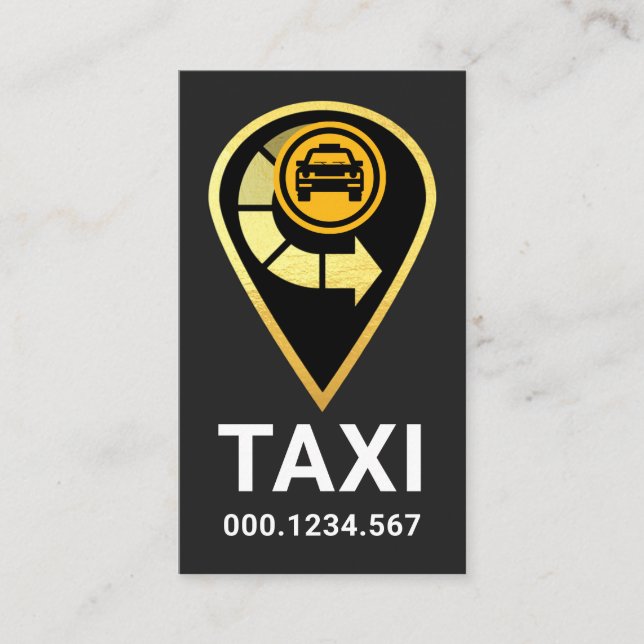 Gold Taxi Location Icon Visitkort (Framsida)