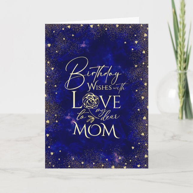 Gold Text Night Sky Birthday Mom Photo Kort (Framsida)