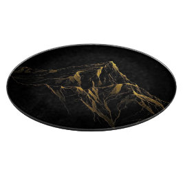 Gold textured abstract mountain lineart