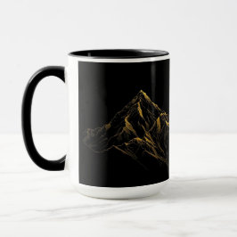 Gold textured abstract mountain lineart mugg