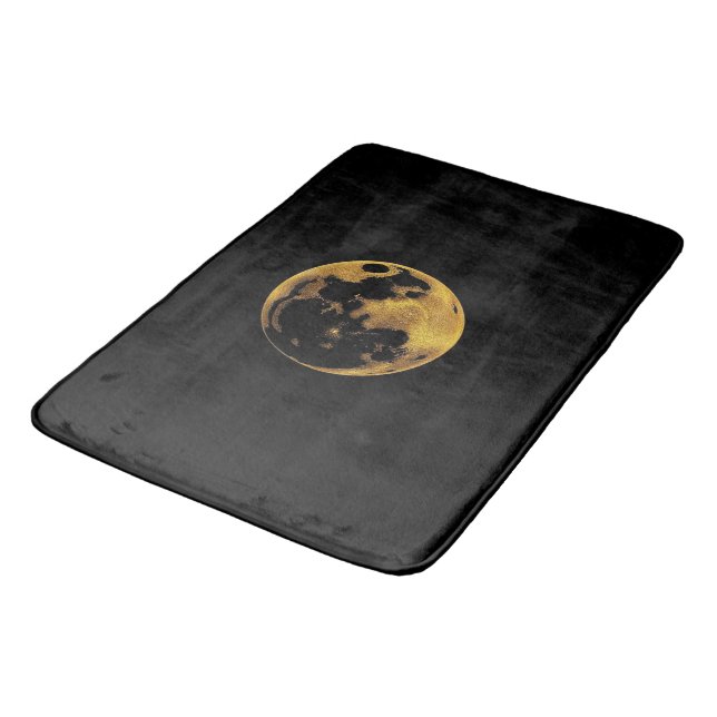 Gold textured moon on dark black badrumsmatta (Vinklad)