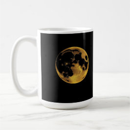 Gold textured moon on dark black kaffemugg