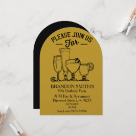 Gold Theme Adult Birthday   Inbjudningar