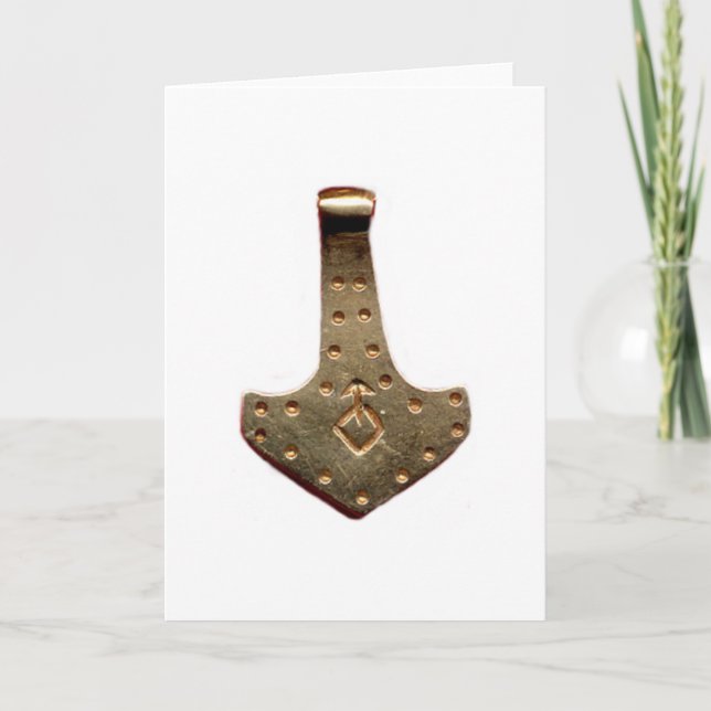 Gold Thor Hammer white greeting card Kort (Framsida)