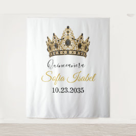 Gold Tiara Custom Quinceañera Tapestry