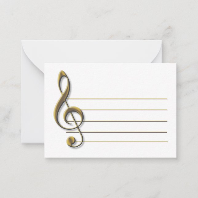 Gold Treble Clef Blank Notecard Anteckningskort (Framsida)