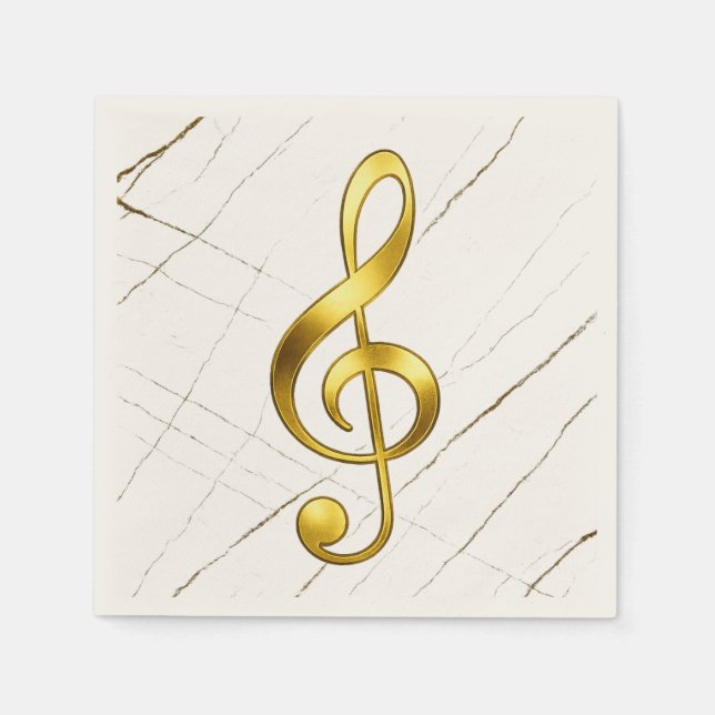 Gold Treble Clef Marble Home Decor Pappersservett (Framsidan)