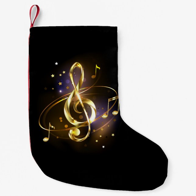 Gold Treble Clef Music Liten Julstrumpa (Framsidan)