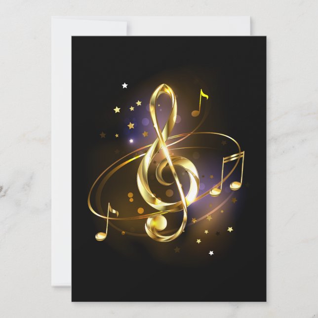 Gold Treble Clef Music Meddelande (Framsida)