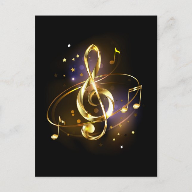 Gold Treble Clef Music Rådkort (Framsida)