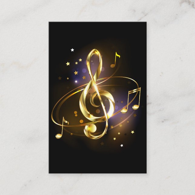 Gold Treble Clef Music Tidsbeställning Kort (Framsida)