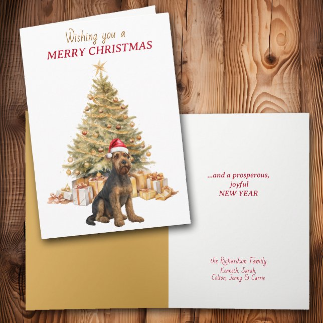 Gold Tree Airedale Terrier Dog Christmas Card Helgkort (Skapare uppladdad)