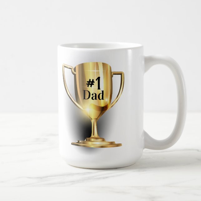 Gold Trophy #1 Dad Mom Son  Kaffemugg (Höger)