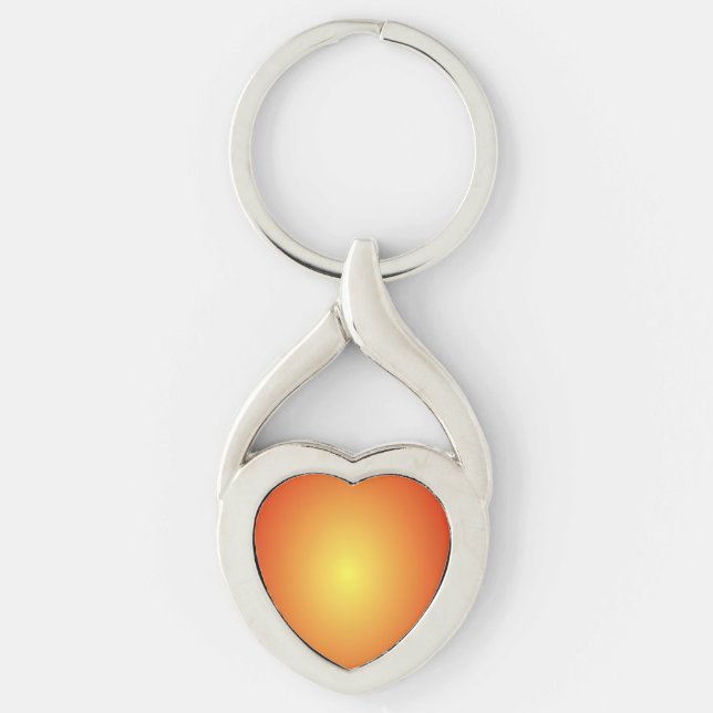 Gold Twisted Heart Silverfärgad Nyckelring (Framsidan)