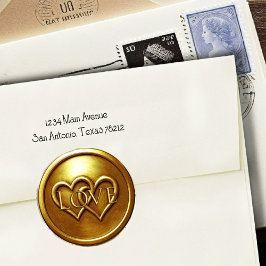 Gold Two Hearts Intertwined Wedding Love Runt Klistermärke