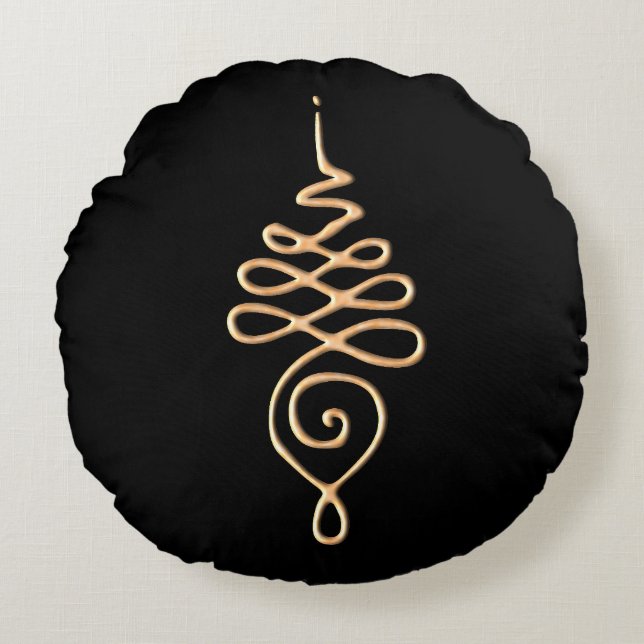 Gold Unalome  Rund Kudde (Framsidan)