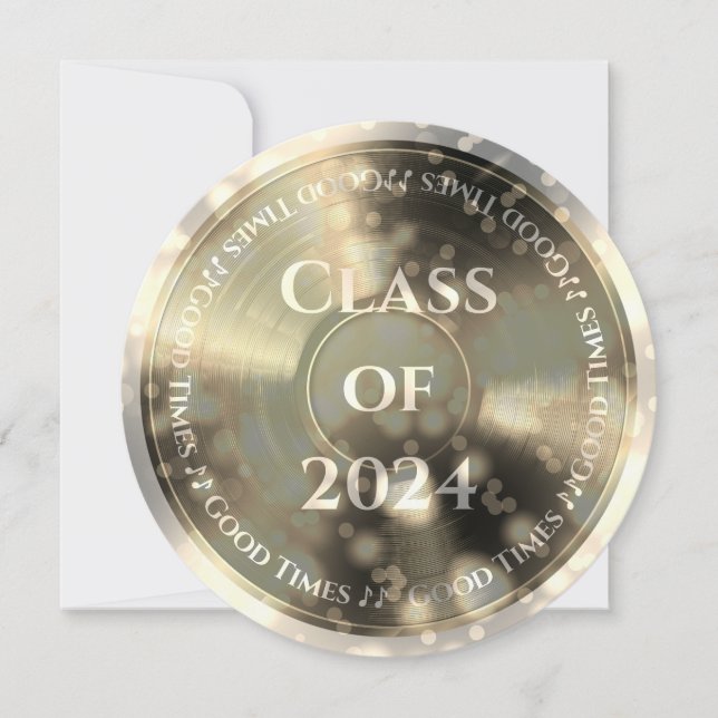 Gold Vinyl Record-klass Inbjudningar (Framsida)