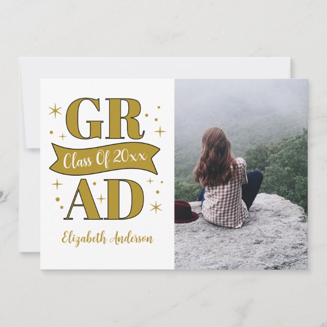 Gold & White Graduation Meddelande (Framsida)