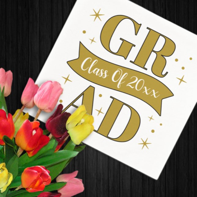 Gold & White Graduation Party Pappersservett (Skapare uppladdad)