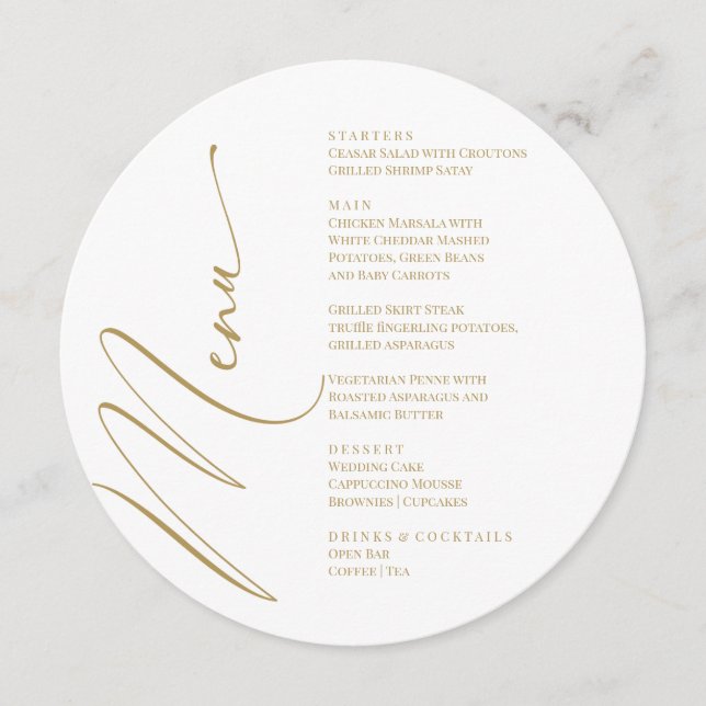 Gold & White Modern Elegant Menu bohemian Meny (Framsida)