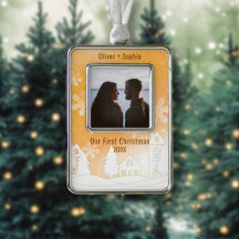 Gold Winter Wonderland Snowy Houses Photo