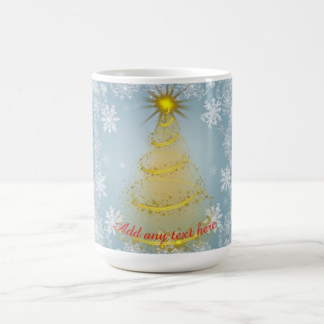 Gold Xmas Tree Mug with Snowflakes – Customizable  Kaffemugg (Center)