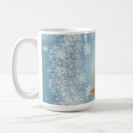 Gold Xmas Tree Mug with Snowflakes – Customizable  Kaffemugg