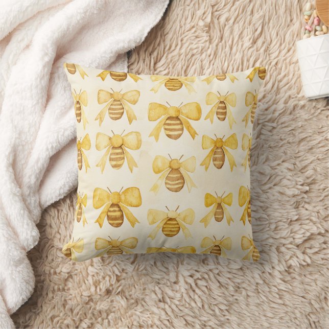 Gold Yellow Honey Bees Honey Combs Kudde (Filt)