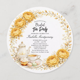 Gold Yellow Palette Tea Party Bridal Shower Inbjudningar